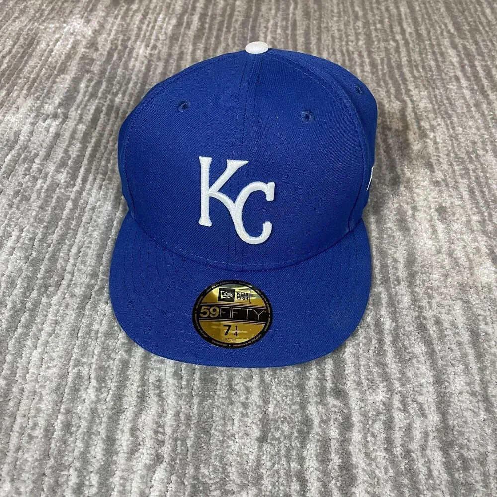 Kansas City Royals Hat Cap Fitted Mens 7 1/4 Blue MLB Baseball 59FIFTY New Era
